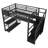 Full Size Metal Loft Bed with Staircase, Wardrobe, L-Shaped Desk, Storage Shelves, LED Lights & Charging Station-171954729