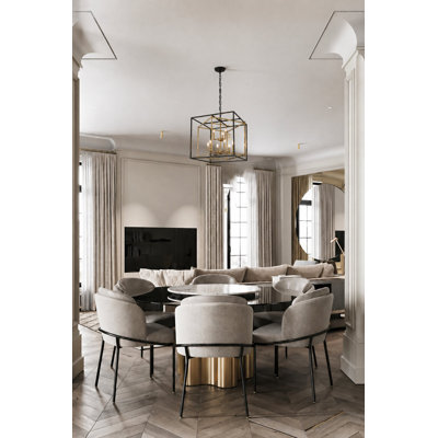 9-Light Black And Gold Iron Frame Chandelier