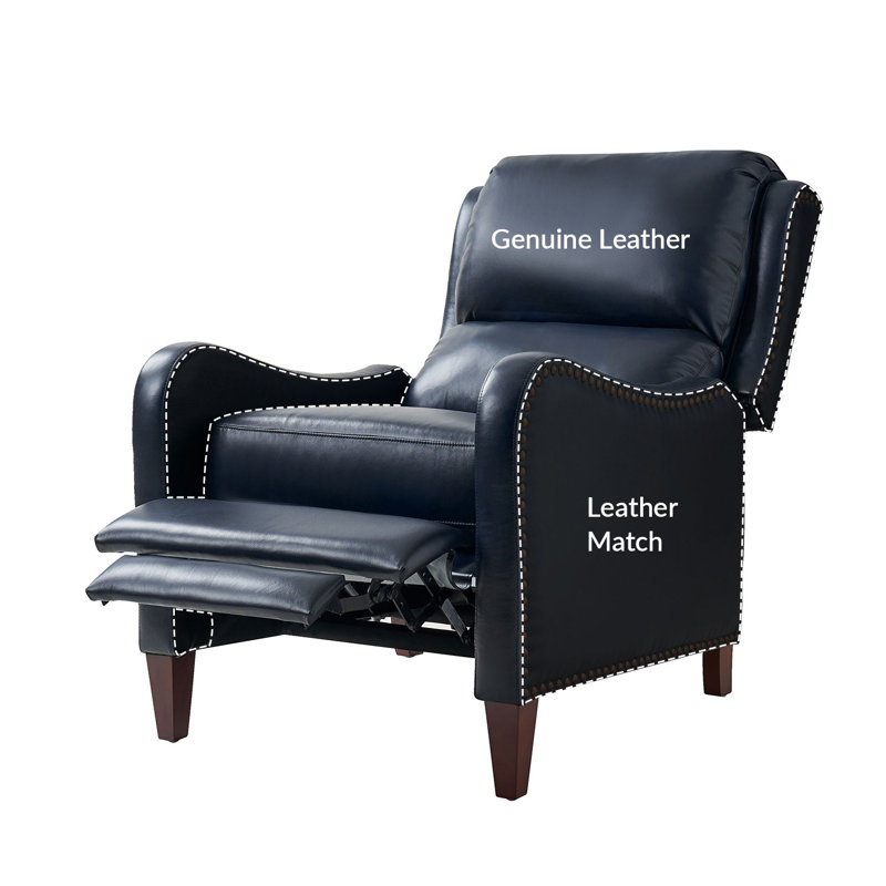 Beecher 28.75" Wide Leather Club Recliner, Navy Full Grain Leather