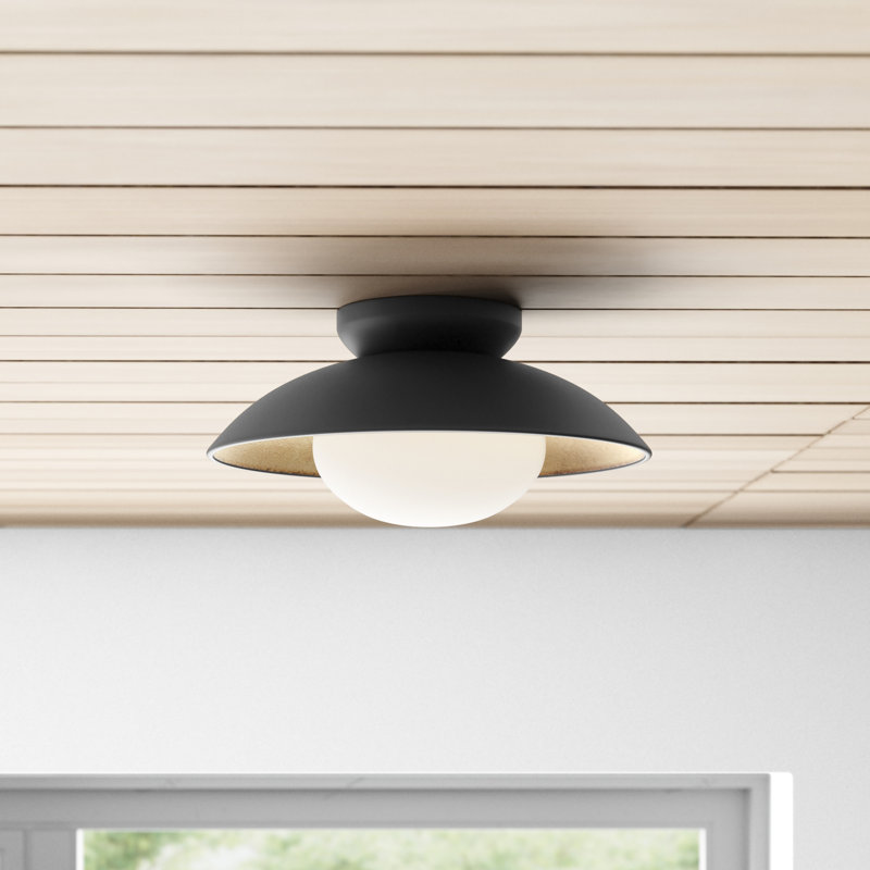 Jason Flush Mount, Black Lustro, 6.75'' H x 14'' W x 14'' D