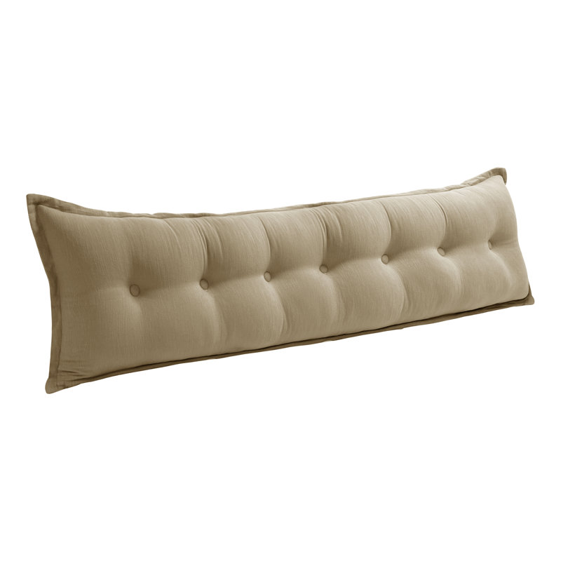 Button Tufted Headboard Decorative Back Support Side Sleeper Body Pillow, Ramie Camel, 20" x 76"