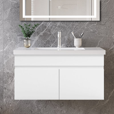 790mm Single Bathroom Vanity with Integrated Resin Basin