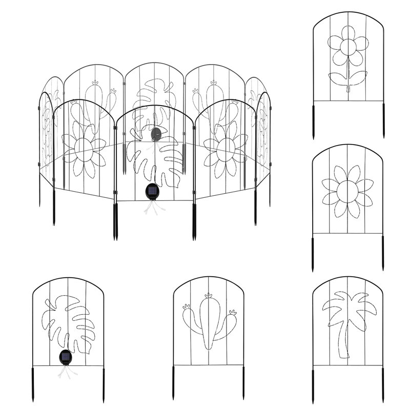 10-Pack Solar-Powered Animal-Patterned Iron Garden Fences
