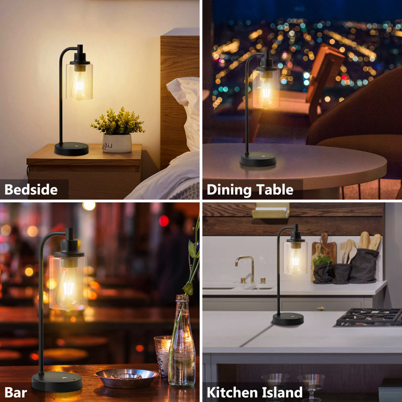  2-pack 16” 3cct Dimmable Cordless Table Lamp With St64 Edison Bulbs And Remote Control