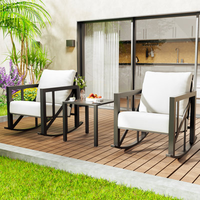 3 Piece Outdoor Patio Rocking Seating Group with Cushions