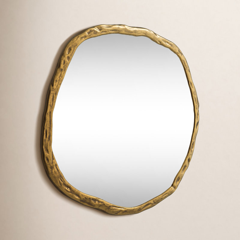 Nola Distressed Accent Mirror, 36.5" x 36.5", Gold