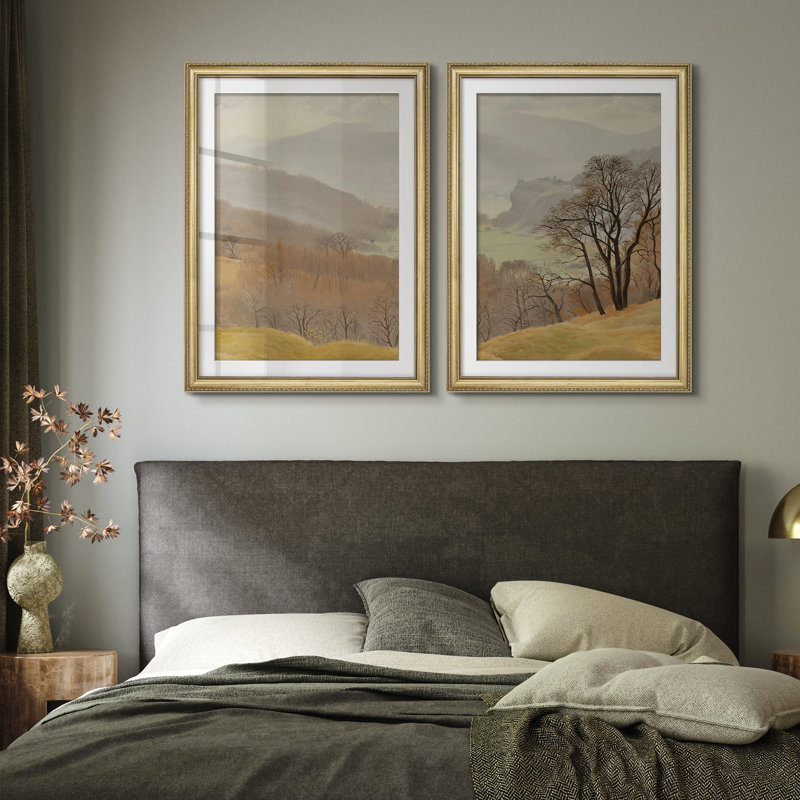 Doux paysage d'automne, paysage de campagne, campagne rétro encadrée, ensemble d'art mural encadré 26 po x 36 po