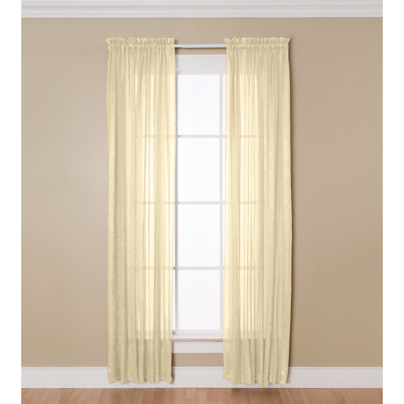 Clayburgh  100% Semi-Sheer Solid Color Curtain Panel with Rod Pocket Top , Ivory