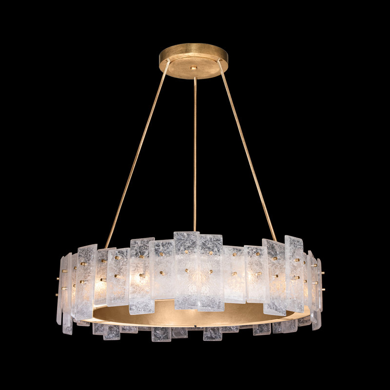 Lustre rond 33 po Lunea, Doré