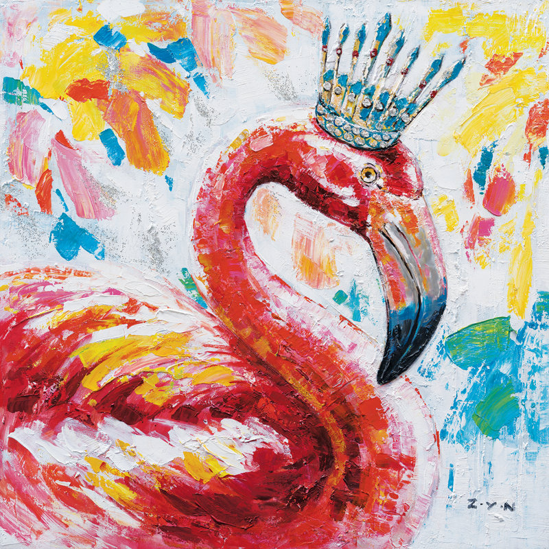 " The Queen Flamingo ", 20" H x 20" W x 2"