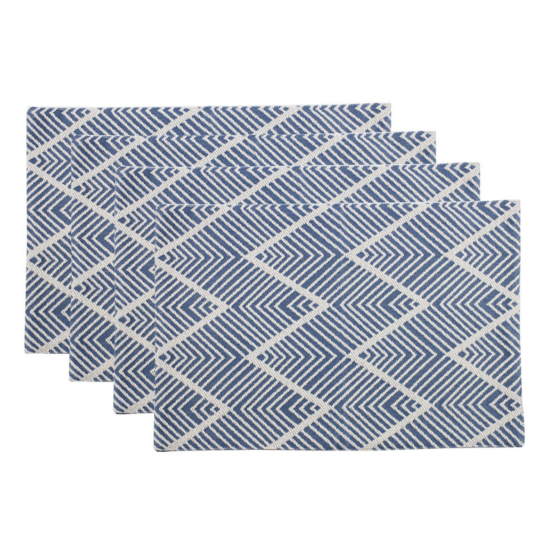 Chevron Rectangle Placemat, Navy Blue