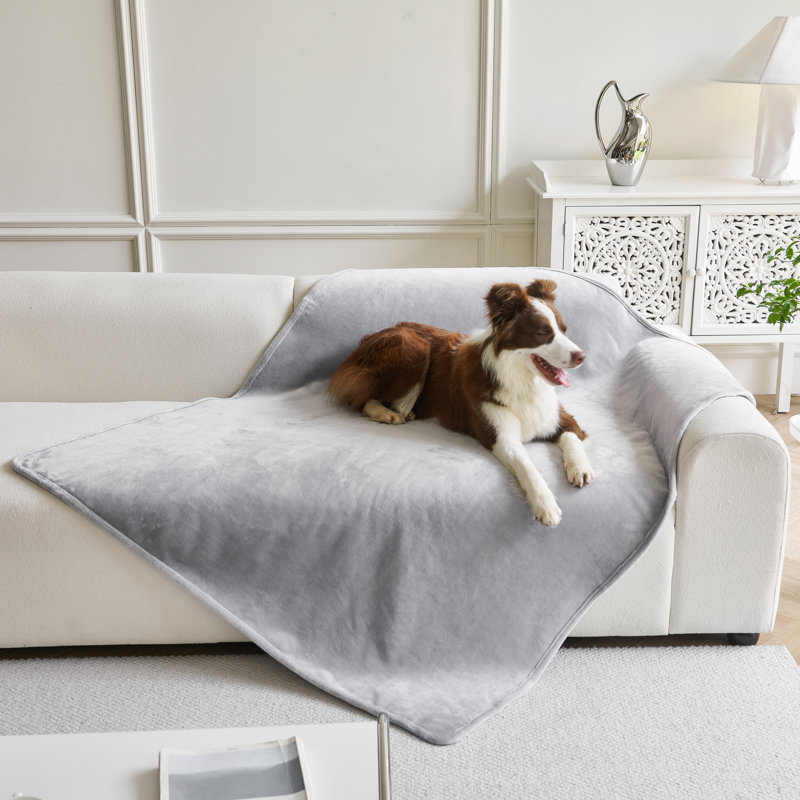 Tapis de lit réversible imperméable pour animal de compagnie, lit de protection portatif pour animaux, Gris clair