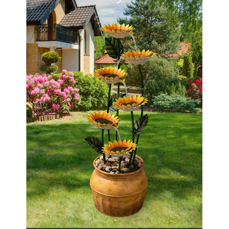 6-Tier Indoor and Outdoor Freestanding Fountain Garden Patio Office Decor, 33.8 Inches High