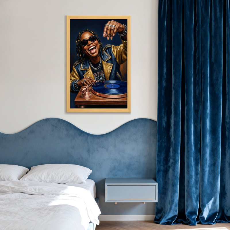 Disque vinyle Fashion avec une expression joyeuse, H 18 po x l 12 po, Toile tendue, Ne s’applique pas