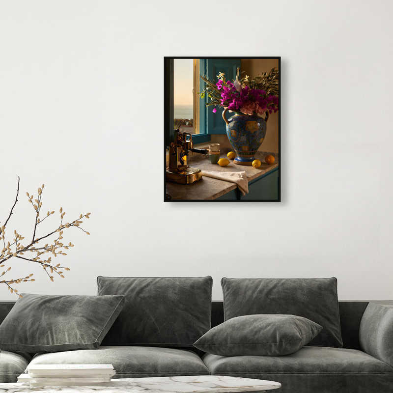 Morning Espresso II Print by Oliver Gal, 25"H x 31"W, Black Floater Frame