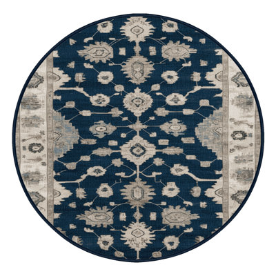 Machine Washable Overdyed Blue Area Rug