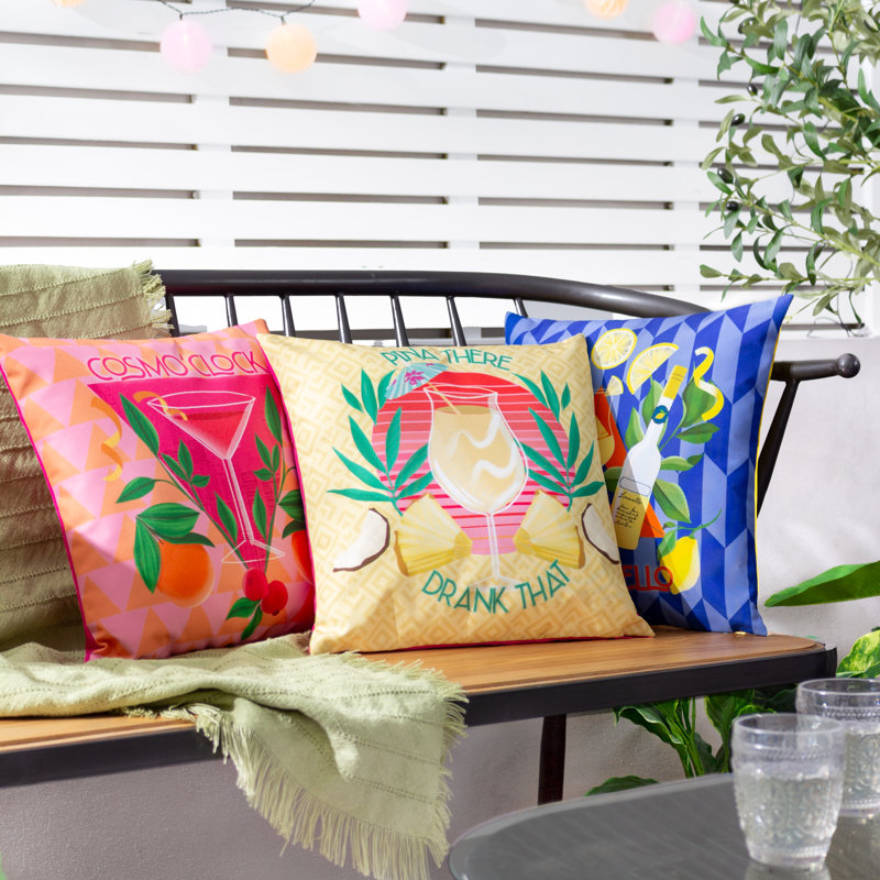 Limoncello Indoor / Outdoor Abstract Blue Square Throw Cushion