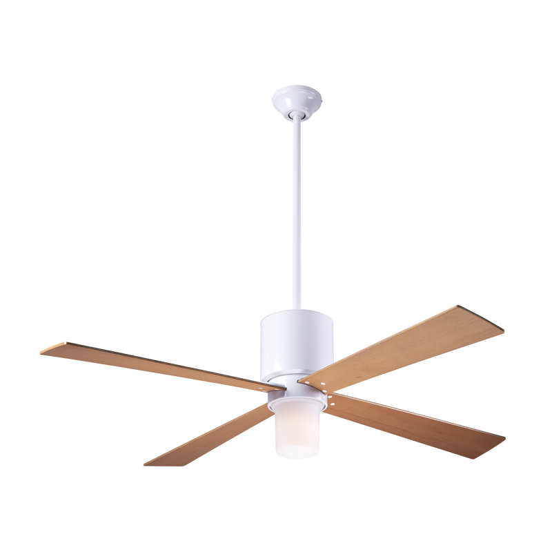 Lapa 50'' Ceiling Fan with Light Kit, Maple, Fan Speed and Light Control (2-wire), Gloss White
