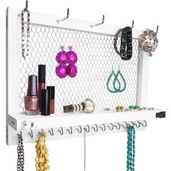 Mango Steam Silver 10 Wall Mount Jewelry & Accessory Storage Rack Organizer Shelf for Earrings, Bracelets, Necklaces, Hair Accessories