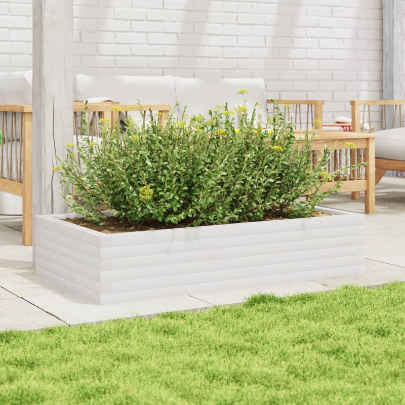 3 Wood Planter, 23cm H x 110cm W x 60cm D, White
