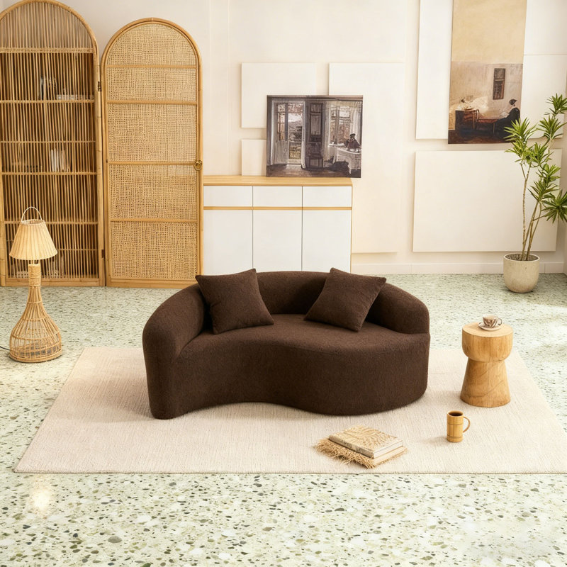 Canapé modulaire courbé en chenille, Brun