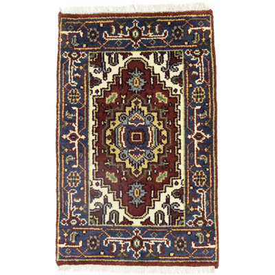 Dunrobin Oriental Handmade Hand-Knotted Rectangle 2' x 3'1"" Wool Area Rug in Plum/Blue/Cream -  Charlton HomeÂ®, 8B4252CE78254265B7A31774F9D31561