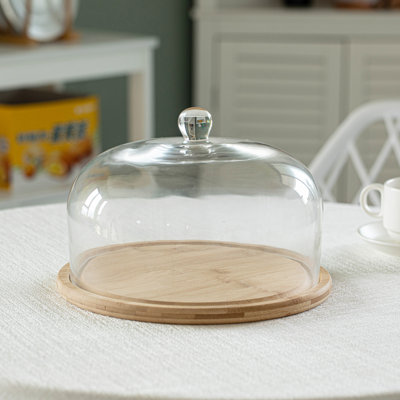Round Glass Dome Dessert Tray Set - 2-in-1 Cake Stand With Lid, Fruit & Charcuterie Display And Cheese Serving Platter - Ideal For Kitchen, Birthday, Wedding, Party And Other Occassions