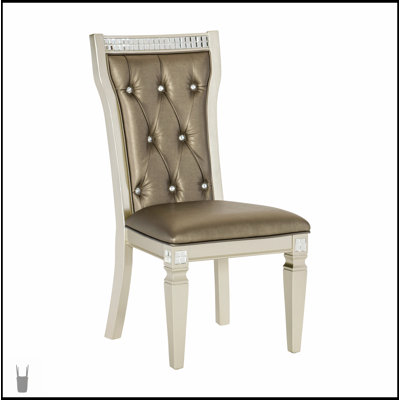 Ensemble de salle à manger de style glamour 5 pièces avec finition champagne, plateau en verre et chaises d'appoint rembourrées pour une élégance traditionnelle