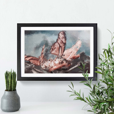 Pink Butterflies in Abstract - Picture Frame Graphic Art Print