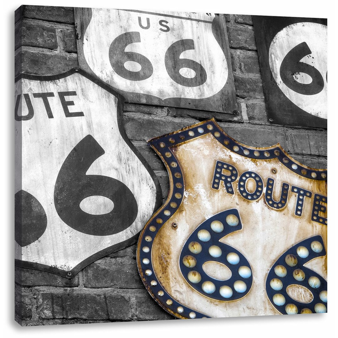 Leinwandbild Rustikale Route 66 Schilder