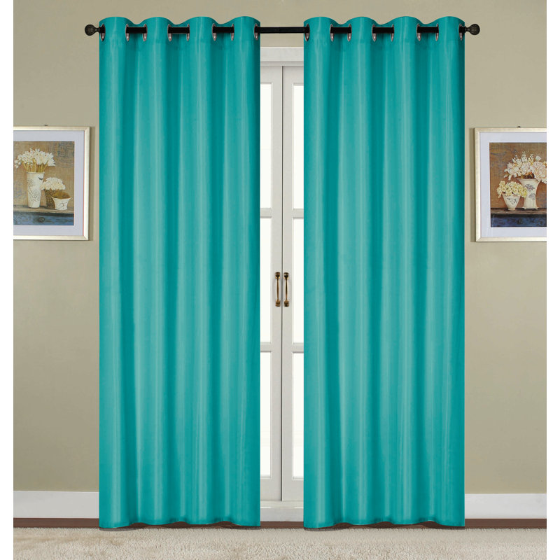 Monaca Semi-Sheer Window Curtain Panel with Grommets, 54" W x 84" L, Turquoise
