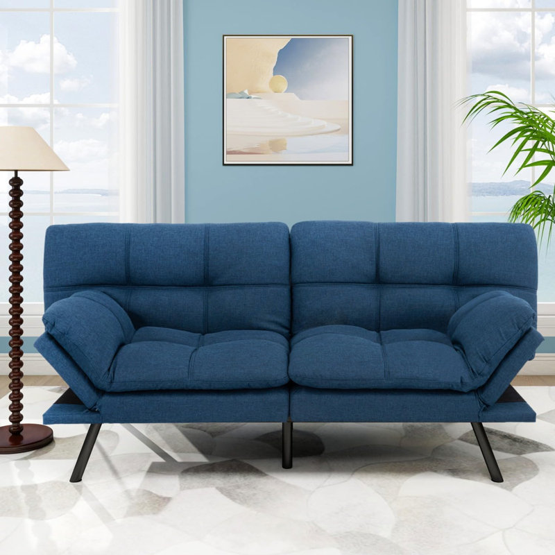 Canapé-lit futon de 71 po avec accoudoirs et dossier réglables, causeuse convertible multifonctionnelle pour salon, appartement, bureau