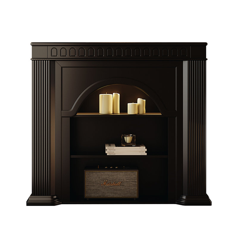 Black Manufactured Wood Freestanding Fireplace