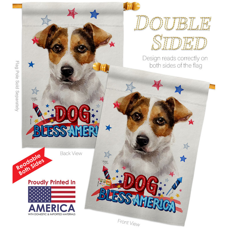 Drapeau de jardin Patriotic Russell Terrier, H 40 po x l 28 po