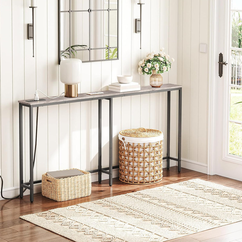 Canapé-console avec prise de courant Castiglione, H 31,5 po x l 70,9 po x P 5,9 po, Gris