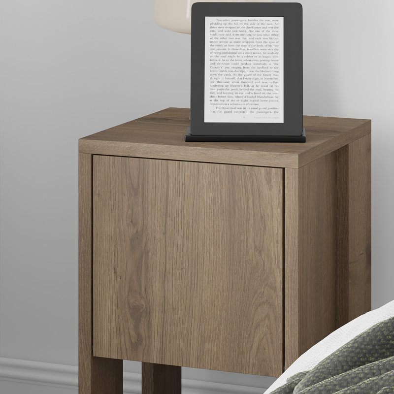 Deaneen 30cm W Manufactured Wood Bedside Table, Dark Oak