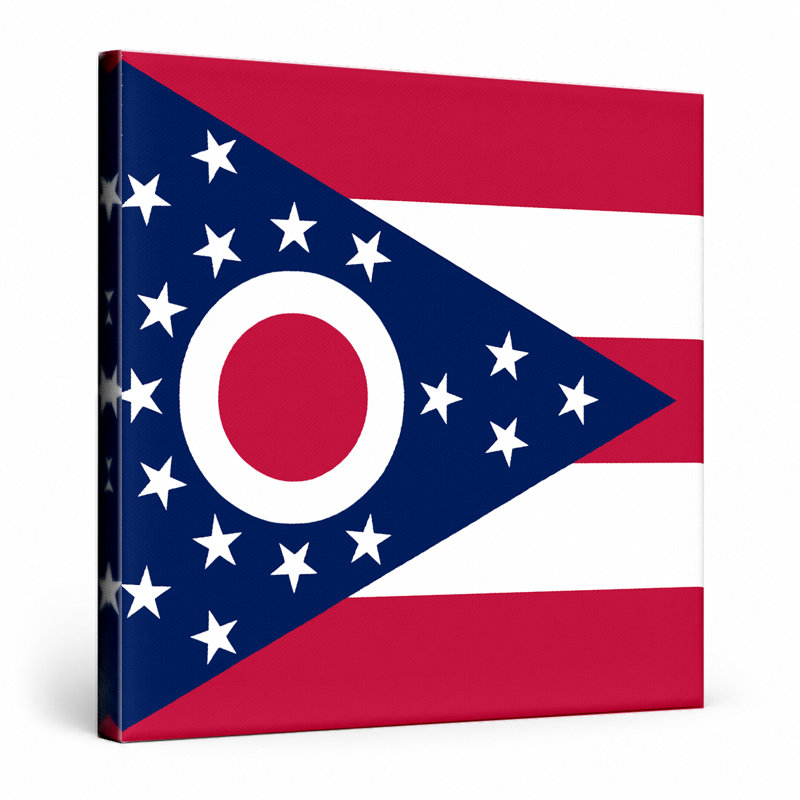 Ohio State Flag - Art mural sur toile carrée, 12" W x 12" H
