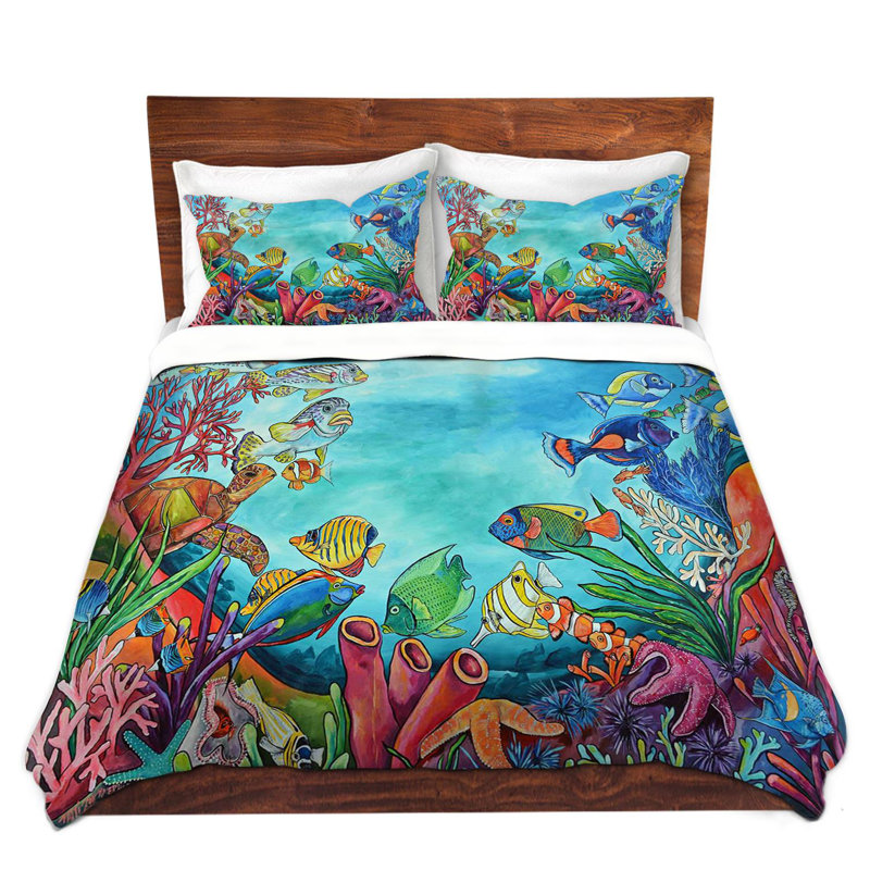 Ensemble de housse de couette corail corail, 1 housse de couette grand + 2 taies standards