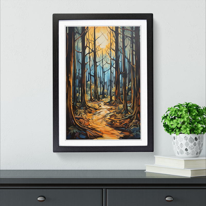 Forest Expressionism Art - Framed Print, 34cm H x 25cm W, Black Framed