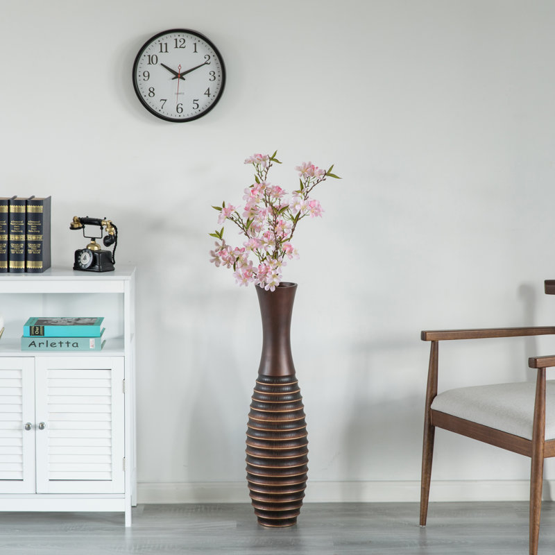 Grand vase de sol décoratif contemporain en forme de trompette Isamarie 41 po, H 30 po x l 8 po x P 8 po