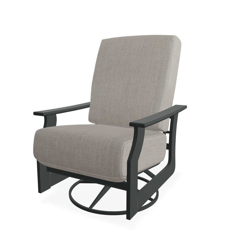 Chaise berçante pivotante en polymère St. Catherine, Graphite, Argent coulé Sunbrella®