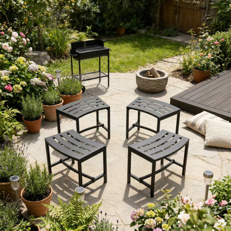 (Ensemble de 4) Tabourets de patio en métal pour l'extérieur