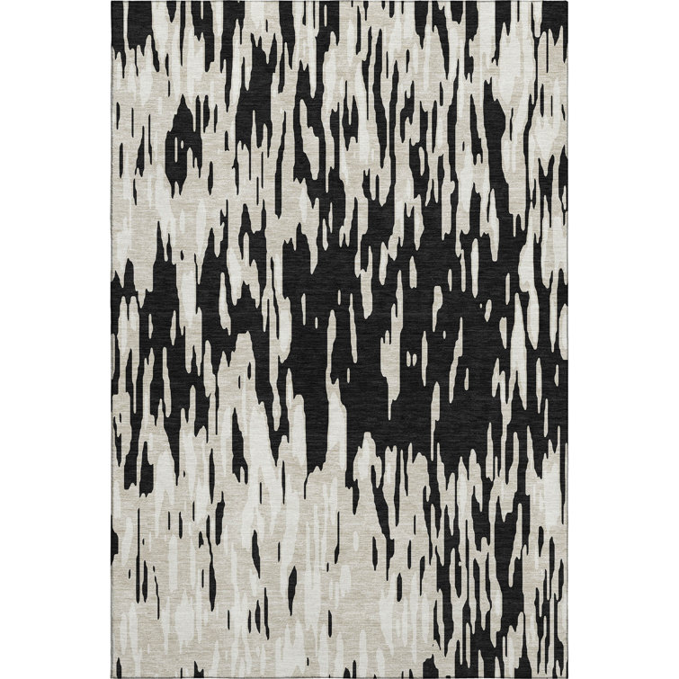 Premium Machine Washable Prisco Black Rug