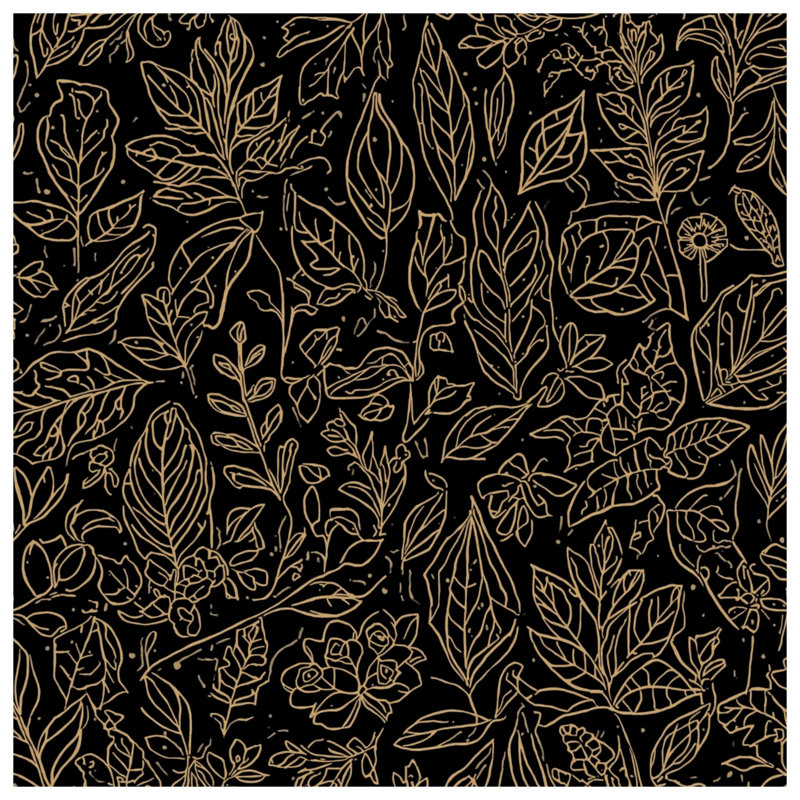 Tapisserie murale feuille d'or - Décoration murale botanique, H 104 po x 88 avec 4 œillets