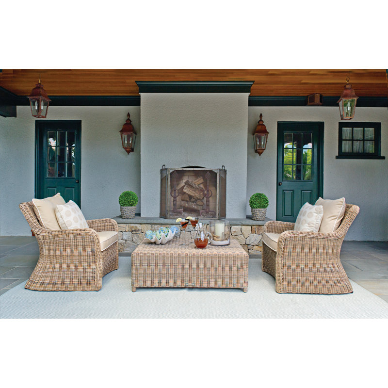 Sag Harbor Wicker Chat Table, Oyster