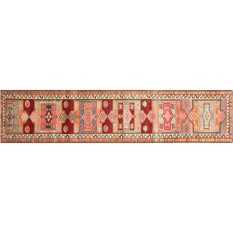 Runner One-of-a-Kind 2'11" X 13'3" 1960s Runner Wool Area Rug in Red
