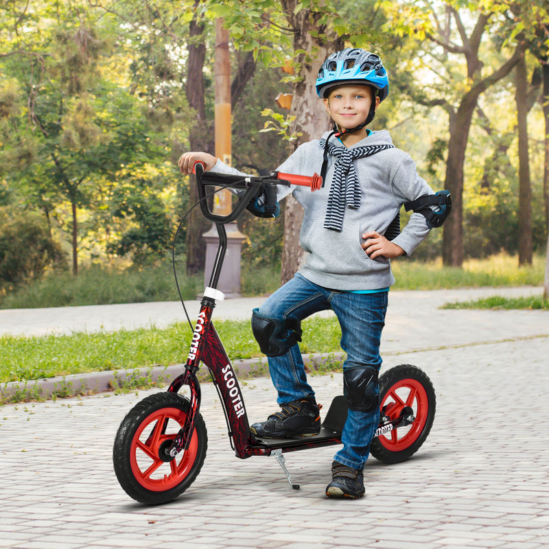 AIYAPLAY Kids Scooter Big Wheel Kick Scooter for Kids 6-12 Years Old, Red