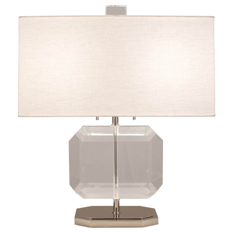 Jacqueline Table Lamp, Off White, Polished Nickel, Linen