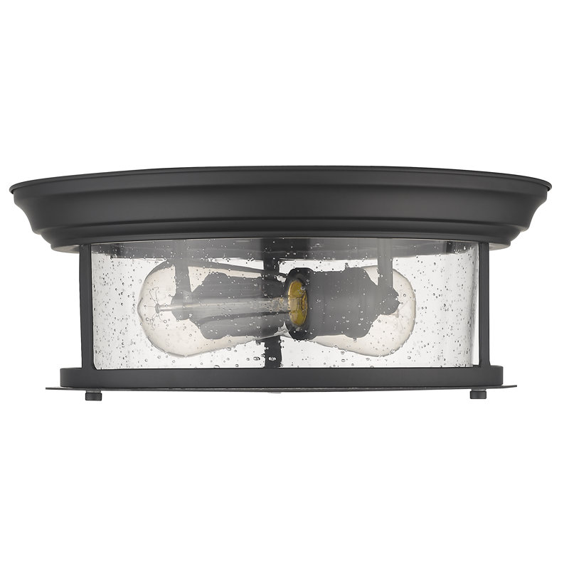 Canale Glass Flush Mount, Matte Black, 5.5"H x 13.5"W x 13.5"D