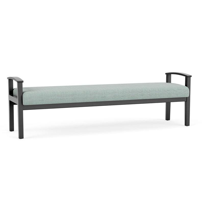 Banc en bois massif Amherst, Chambray écume de mer, Noir